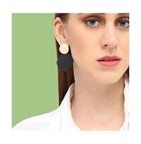 Sohi Women's Black Colorblock Geometric Drop Earrings