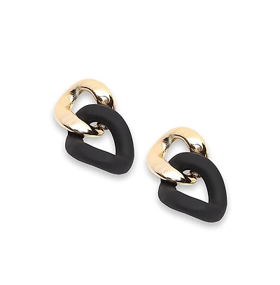 Sohi Women's Black Chain-link Drop Earrings