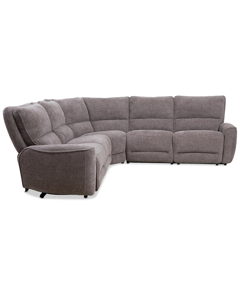 Closeout! Deklyn 116" 5-Pc. Zero Gravity Fabric Sectional with 2 Power Recliners, Created for Macy's