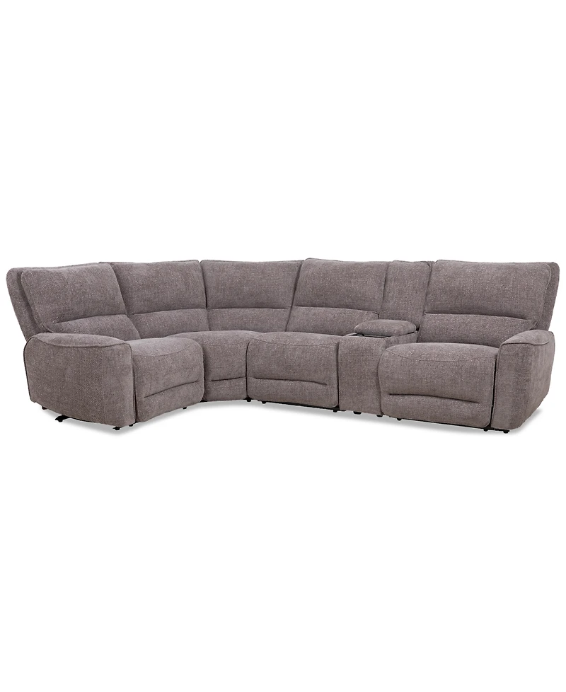 Closeout! Deklyn 129" 5-Pc. Zero Gravity Fabric Sectional with 2 Power Recliners & 1 Console, Created for Macy's