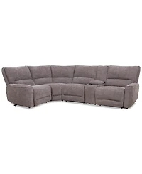Closeout! Deklyn 129" 5-Pc. Zero Gravity Fabric Sectional with 2 Power Recliners & 1 Console, Created for Macy's