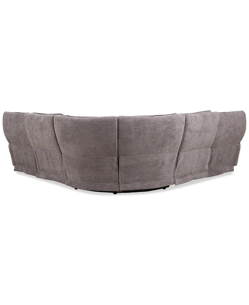 Closeout! Deklyn 116" 5-Pc. Zero Gravity Fabric Sectional with 3 Power Recliners, Created for Macy's