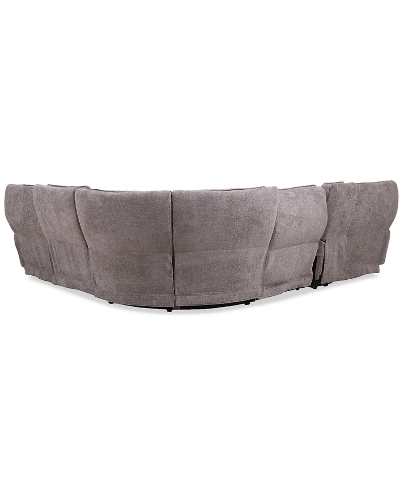 Closeout! Deklyn 129" 6-Pc. Zero Gravity Fabric Sectional with 3 Power Recliners & 1 Console, Created for Macy's
