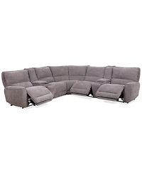 Closeout! Deklyn 129" 7-Pc. Zero Gravity Fabric Sectional with 3 Power Recliners & 2 Consoles, Created for Macy's