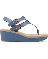 Journee Collection Women's Bianca Double Buckle Platform Wedge Sandals