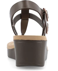 Journee Collection Women's Bianca Double Buckle Platform Wedge Sandals