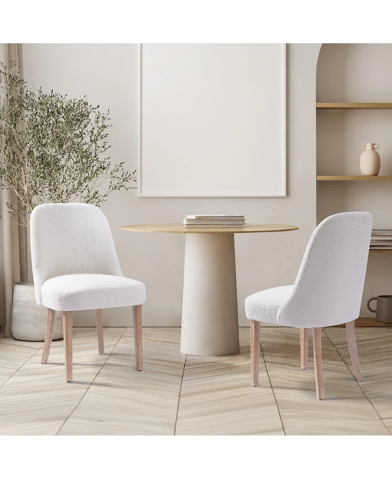 Mid-Century Modern Upholstered Boucle Dining Chair (Set of