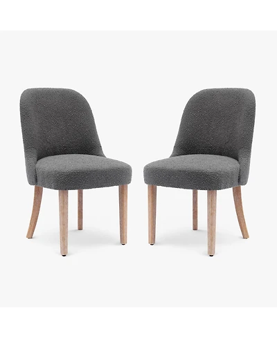 Mid-Century Modern Upholstered Boucle Dining Chair (Set of