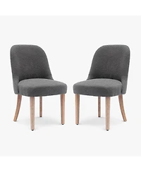 Mid-Century Modern Upholstered Boucle Dining Chair (Set of