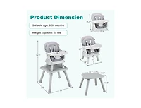 Slickblue Kids 6-in-1 Convertible High Chair with Adjustable Removable Tray