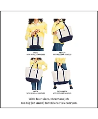 Lands' End Large Solid Color 5 Pocket Open Top Canvas Tote Bag