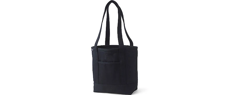 Lands' End Medium Solid Color 5 Pocket Open Top Long Handle Canvas Tote Bag
