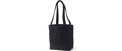 Lands' End Medium Solid Color 5 Pocket Open Top Long Handle Canvas Tote Bag