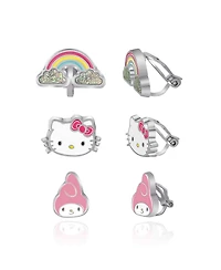Sanrio Hello Kitty and Friends Clip On Earrings 3-Pack - Rainbow, My Melody and Hello Kitty Earrings…
