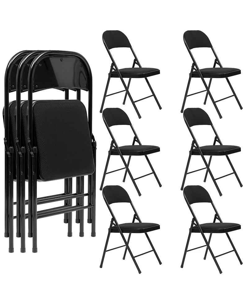 4/6/10-Pack Folding Chair Set with Fabric Upholstered Padded Seat Metal Frame for Home Office Dining Room-6 Pack