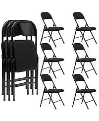 4/6/10-Pack Folding Chair Set with Fabric Upholstered Padded Seat Metal Frame for Home Office Dining Room-6 Pack