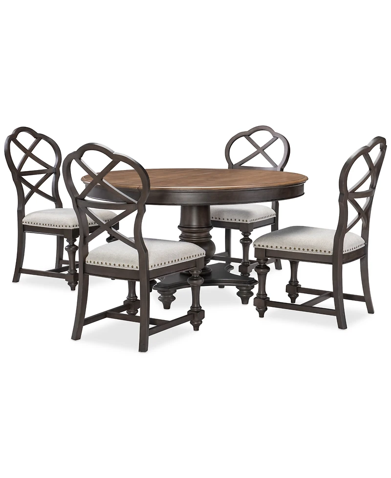Mandeville 5 Pc. Dining Set (Round Table & 4 X-Back Chairs)