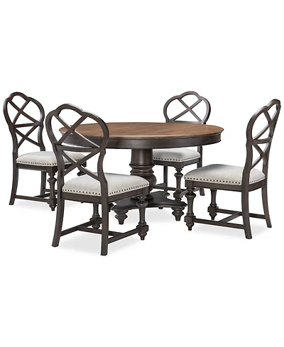 Mandeville 5 Pc. Dining Set (Round Table & 4 X-Back Chairs)