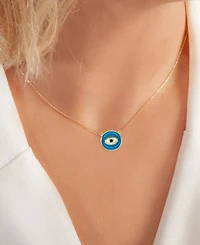 Cubic Zirconia & Enamel Evil Eye Pendant Necklace in 14k Gold-Plated Sterling Silver, 16" + 2" extender