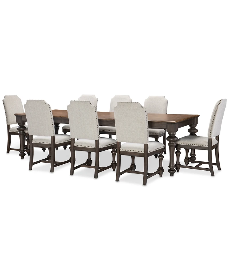 Mandeville 9 Pc. Dining Set (Rectangular Table & 8 Upholstered Chairs)