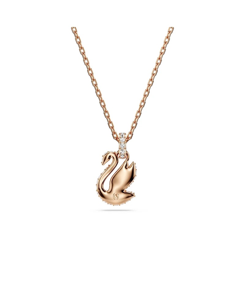 Swarovski Swan, Small, Black, Rose Gold-Tone Iconic Swan Pendant Necklace