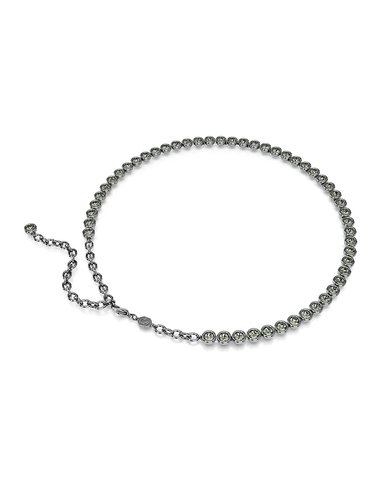 Swarovski Round Cut, Gray, Ruthenium Plated Imber Tennis Necklace