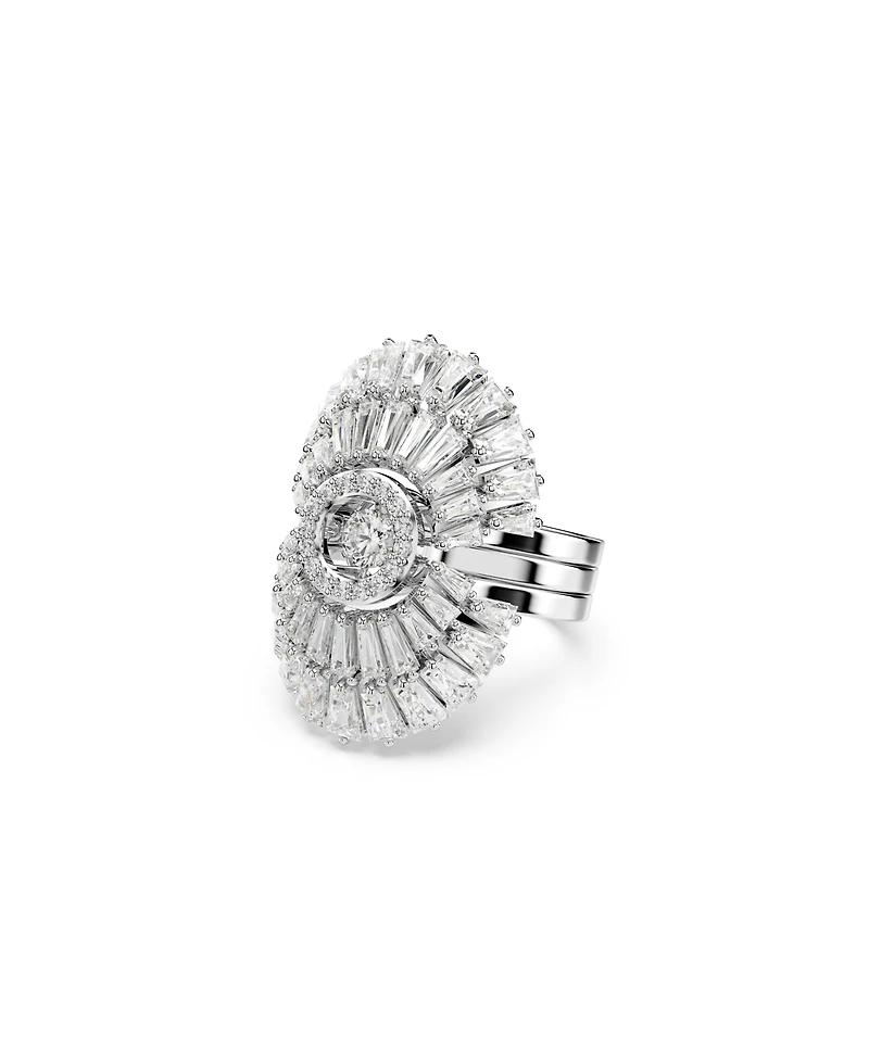 Swarovski Mixed Cuts, Shell, White, Rhodium Plated Idyllia Ring Set, 3 Piece