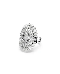 Swarovski Mixed Cuts, Shell, White, Rhodium Plated Idyllia Ring Set, 3 Piece