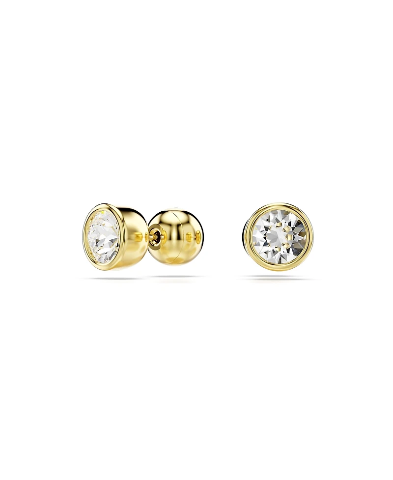 Swarovski Round Cut, White, Gold-Tone Imber Stud Earrings