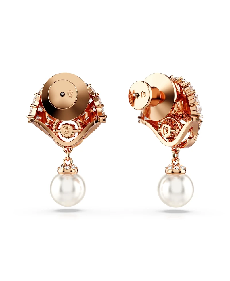 Swarovski Shell, White, Rose Gold-Tone Idyllia Drop Earrings