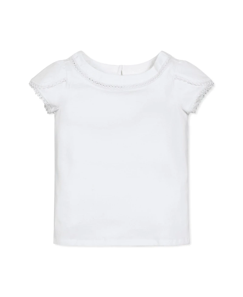 Hope & Henry Girls' Short Sleeve Knit Top with Tulip Sleeves, Infant