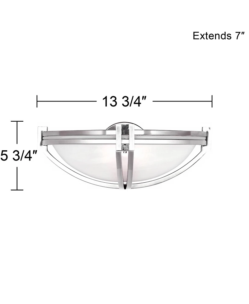 Deco Modern Wall Light Sconce Brushed Nickel Silver Hardwired 13 3/4" Wide Fixture Curved Line Marbleized Glass Shade Bedroom Bathroom Bedside Living