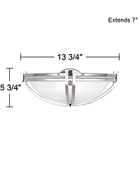 Deco Modern Wall Light Sconce Brushed Nickel Silver Hardwired 13 3/4" Wide Fixture Curved Line Marbleized Glass Shade Bedroom Bathroom Bedside Living