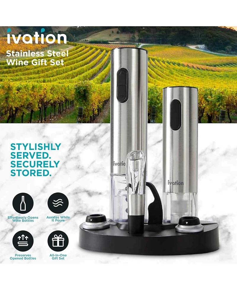 Ivation -Piece Wine Set, Electric Wine Opener