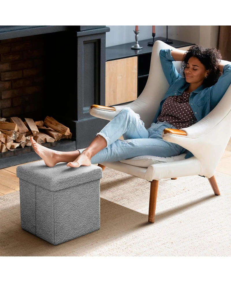 Sorbus Teddy Fabric Ottomans