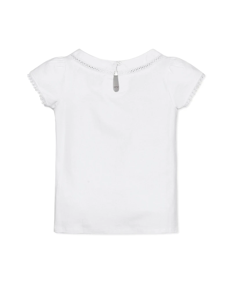 Hope & Henry Girls' Short Sleeve Knit Top with Tulip Sleeves, Infant