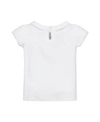 Hope & Henry Girls' Short Sleeve Knit Top with Tulip Sleeves, Infant