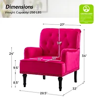 Velvet Tufted Upholstered Armchair with Nailhead Trim