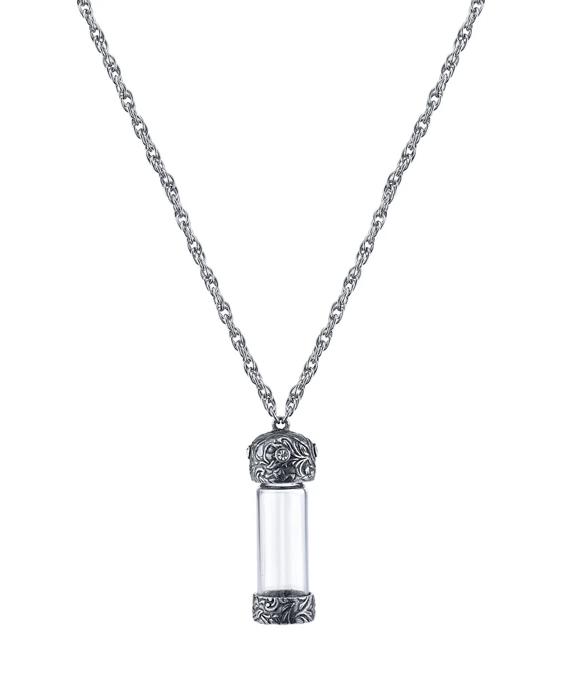2028 Crystal Silver-Tone Glass Vial Necklace