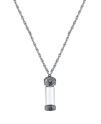 2028 Crystal Silver-Tone Glass Vial Necklace
