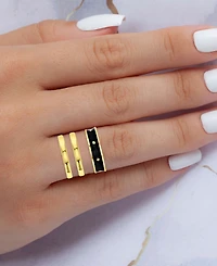 3-Pc. Set Enamel & Polished Stack Rings 14k Gold-Plated Sterling Silver
