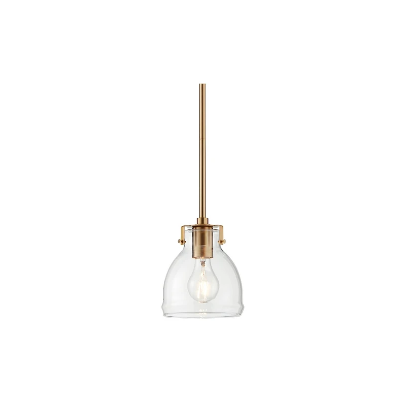 Bellis Soft Gold Mini Pendant Lighting 6" Wide Farmhouse Industrial Rustic Clear Glass Shade Fixture for Dining Room Living House Home Kitchen Island