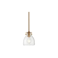 Bellis Soft Gold Mini Pendant Lighting 6" Wide Farmhouse Industrial Rustic Clear Glass Shade Fixture for Dining Room Living House Home Kitchen Island