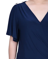 Ny Collection Women's Short Sleeve Wrap Top