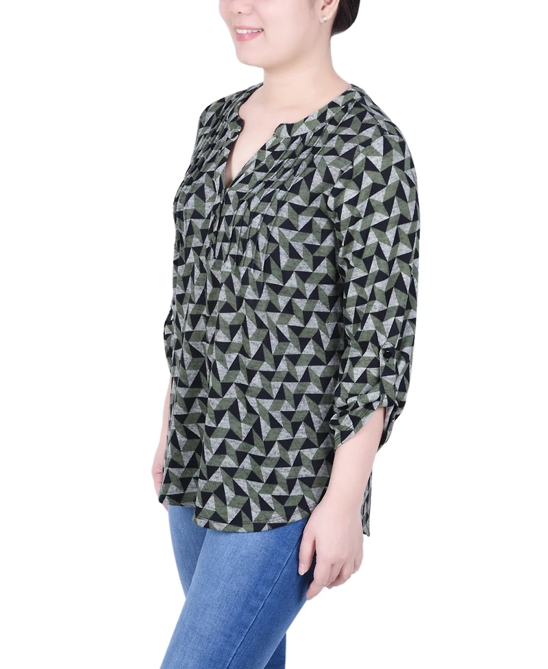 Ny Collection Women's 3/4 Roll Sleeve Top