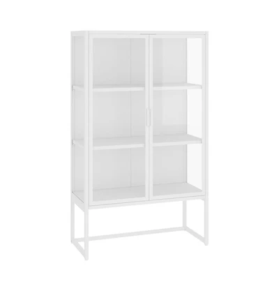 Highboard White 31.5"x13.8"x53.1" Steel and Tempered Glass