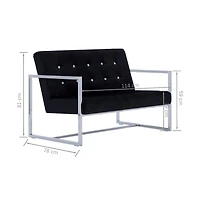 vidaXL 2-Seater Sofa with Armrests Black Chrome and Velvet