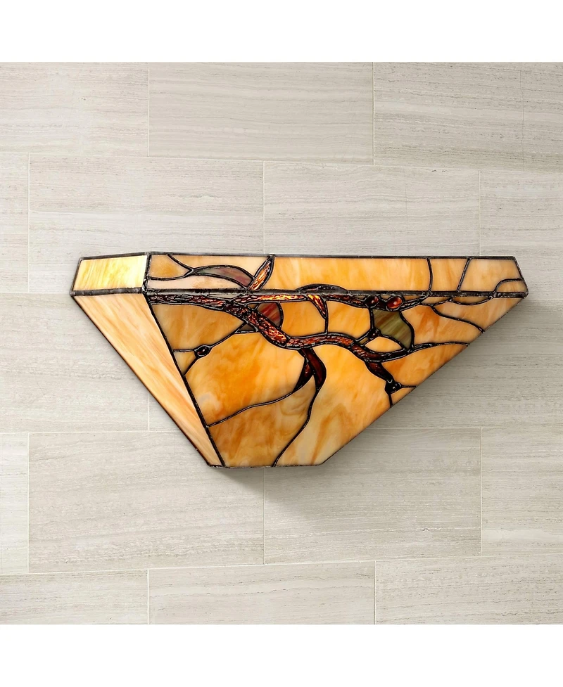 Robert Louis Tiffany Budding Branch Wall Light Sconce Art Glass Hardwire 14" Fixture for Bedroom Bathroom Vanity Reading Living Room Hallway Hous
