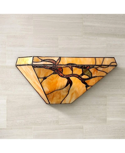 Robert Louis Tiffany Budding Branch Wall Light Sconce Art Glass Hardwire 14" Fixture for Bedroom Bathroom Vanity Reading Living Room Hallway Hous