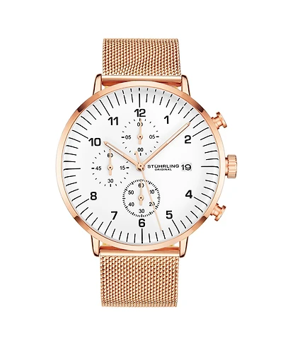 Men's White Dial, Pink Mesh Bracelet, Chrono Watch